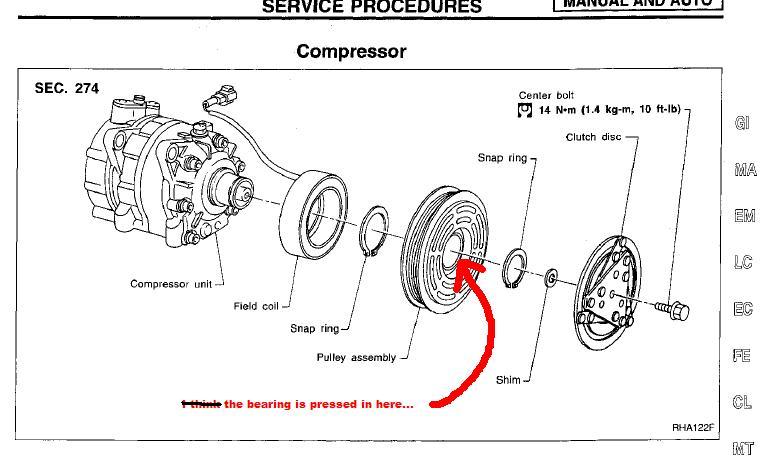 Nissan compressor clutch removal #9